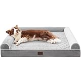 WESTERN HOME Hundebett Grosse Hunde Hundekörbchen Mittelgroße Hunde, Orthopädisches Hundebett Abwaschbar,Hundebett Mit Rand Grau L 71 x B 58 x H 16.5 cm