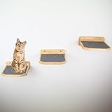 AZANO® Katzentreppe 3er Set | Groß | Kletterwand Katzen | Katzenleiter Wand [Modernes Design aus Holz] | Katzentreppe Wand | Katzenleiter | Größe L (Dunkelgrau)