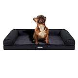 HMTOPE Orthopädisches Hundebett, Hundesofa, hohen Rand, Hundekissen, Hundekorb, Abnehmbar und waschbar, Grosse Hunde & MittelgroßeHunde, Schwarzgrau, 91cm