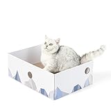 Conlun Kratzpads für Katzen Kratzbrett - Tragbare Katzenkratzbox mit Katzenkratzbrett - Robuste doppelseitige kratzpappe für Katzen und interaktives Lochdesign Kratzpappe für Katzen - groß - Weiß