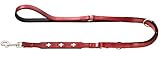 HUNTER Swiss Verstellbare Führleine für Hunde, Leder, hochwertig, schweizer Kreuz, 1,8 x 200 cm, rot, rot/schwarz