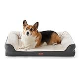 BEDSURE orthopädisches Hundebett für kleine Hunde - Hundesofa mit Memory Foam, kuschelig Schlafplatz in Größe 71x58 cm, waschbare Hundesofa, grau und beige
