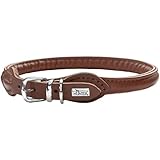 HUNTER Round & Soft Hundehalsband, Leder, Nappa, rundgenäht, weich, 45 (S-M), braun