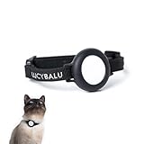 LucyBalu® Premium AirTag Katzenhalsband | Reißfestes Katzenhalsband für AirTag aus Nylon | AirTag Halsband für Katzen | Katzen Tracker | Apple AirTag kompatibel | Größenverstellbar Nylonband | Schwarz