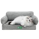 MEWOOFUN Modisches Katzensofa Katzencouch – 65x46cm Flauschiges zusammenklappbares großes Katzenbett Katzensofa mit Rutschfester Unterseite (grau, L)
