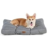 BEDSURE Hundekissen kleine Hunde waschbar - 76x50cm Hundebett wasserdicht M für kleine, mittelgroße Hunde gepolstert Hundematte grau in 10cm Höhe