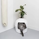 RHRQuality Katzentoilette Flower XXL unsichtbare Katzenklo mit Deckel 51Ø x 55cm (Weiß)