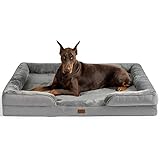 BEDSURE orthopädisches Hundebett Ergonomisches Hundesofa - 134x106 cm Hundecouch mit eierförmiger Kistenschaum für große Hunde, waschbar rutschfest Hundebetten, grau