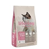 Amazon-Marke: Lifelong - Complete Komplett Trockenfutter für ausgewachsene Katzen, Lachs und Reis, 3kg, 1er-Pack
