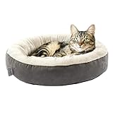 Love's cabin Rundes Donut Katzenbett waschbar Hundebett kleine Hunde, 50 cm Katzenkissen Katzenkörbchen, Katzen Bett mit Rutschfester und wasserabweisender Boden, superweiches Katzenkorb zum Schlafen