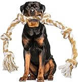 GaiusiKaisa Dog Rope Toy Extra große Hundespielzeug Seil für aggressive Kauer - 108cm, 6 Knoten, 100% nicht gefärbt unzerstörbar Baumwollseil für große und mittlere Rasse Hund Kauspielzeug Tug of War