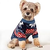 YAODHAOD Hund Pullover für kleine Hunde, Fleece Hund Pullover, Ethnische Stil Hund Winterkleidung, Ultra weiche thermische Winter warme Welpen Sweatshirt, Haustier Pullover (M, Blau)