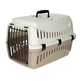 Kerbl Pet Pet Transportbox Expedion, 45x30x30 cm, Taupe/Creme, Für kleine Haustiere/Katzen/Hunde/Kaninchen bis 10 kg, Aus robustem Kunststoff