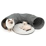 Catit 41996 Vesper Tunnel, für Katzen, mit Schlafkissen, grau ,