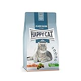 Happy Cat 70588 - Indoor Adult Atlantik Lachs - Katzen-Trockenfutter für ausgewachsene Katzen und Kater - 1,3 kg Inhalt
