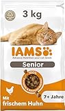 IAMS Senior Katzenfutter trocken mit Huhn - Trockenfutter für ältere Katzen ab 7 Jahren, 3 kg