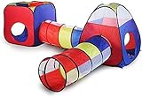 Revivoer 4 in 1 Spielzelt Kinderzelt,Baby Spielzelt Mit Tunnel,für Zuhause & im Garten | Tasche | Tunnel | Spielzelt Junge/mädchen (Rot)