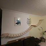 Medikratz Komplett-Set Kletterwand; Hängebrücke mit Wandpodesten auch für große Katzen geeignet (50cm + 75cm, Natur)
