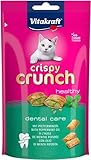 Vitakraft Crispy Crunch, knusprige Snackkissen gefüllt mit Pfefferminzöl, prophylaktische Wirkung, Katzensnack, ohne Zusatz von Zucker (1x 60g)