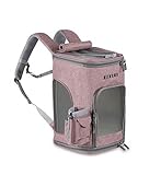HIKEMAN Haustier-Rucksack für kleine Hunde, Katzen, Kaninchen, abschließbarer Reißverschluss, atmungsaktives Netz-Oberteil, zum Öffnen, faltbar, wasserdicht (Pink)