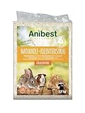 Anibest Kleintierstreu, 100 % natürliche Einstreu für Kaninchen, Hamster, Meerschweinchen & Co, saugfähige Weichholzspäne, staubfrei & geruchsbindend, 3,2 kg/ 60 l