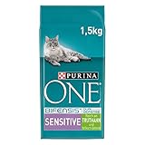 PURINA ONE BIFENSIS Sensitive Katzentrockenfutter: reich an Truthahn & Reis, hohe Verträglichkeit bei Katzen mit empfindlicher Verdauung, mit Omega 6