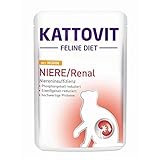 Kattovit Feline Diete Niere/Renal Rind | 24 x 85 g | Diät-Alleinfuttermittel für ausgewachsene Katzen | Zur Unterstützung der Nierenfunktion | Zur Oxalatsteinprophylaxe