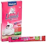 Vitakraft Liquid Snack, flüssiger Katzen Snack, Leckerli für Katzen, mit Rind und Katzengras, zur Unterstützung der gesunden Darmflora, kalorienarm (1 Paket mit 6x 15g)