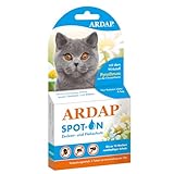 ARDAP Spot On für Katzen über 4kg - Natürlicher Wirkstoff - Zeckenmittel für Katzen, Flohmittel Katzen, Zeckenschutz Katze - 3 Tuben je 0,8ml - Bis zu 12 Wochen nachhaltiger Langzeitschutz