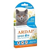 ARDAP Spot On für Katzen über 4kg - Natürlicher Wirkstoff - Zeckenmittel für Katzen, Flohmittel Katzen, Zeckenschutz Katze - 3 Tuben je 0,8ml - Bis zu 12 Wochen nachhaltiger Langzeitschutz