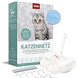 MrMag Katzennetz für Balkon ohne Bohren - 8x3m zuschneidbar & bissfest - transparentes Balkonnetz für Katzen inkl. Montage-Set & eBook