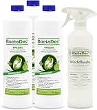 BactoDes - Spezial Geruchsneutralisierer 3L Konzentrat mit Spray-Mischflasche - Universal Enzymreiniger mit bio Mikroben-Wirkung - Effektiver Geruchsentferner für sämtliche unangenehme Gerüche