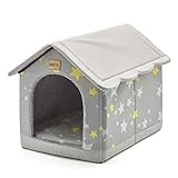 Jiupety Cozy Haustierbett, für den Innen- und Außenbereich, Größe L, hundehütte Indoor für Katzen und mittelgroße Hunde, warme Höhle und Schlafnest für Katzen und Hunde, Grau