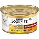 Gourmet PURINA GOURMET Gold Zarte Häppchen in Sauce Katzenfutter nass, mit Huhn und Leber, 12er Pack (12 x 85g)