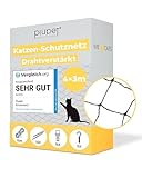 PiuPet® Katzennetz Drahtverstärkt I 4x3m I schwarz I Befestigungsset inklusive I Katzennetz für Balkon | Katzennetz Balkon | Katzennetz Fenster | Katzengitter Fenster | Katzen Fensterschutz