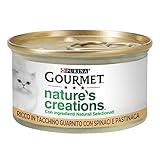 Purina Gourmet Nature's Creations Nassfutter für Katzen, reich an Truthahn, garniert mit Spinat und Pastinaken, 24 Dosen à 85 g