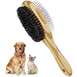 MELLIEX Katzenbürste Hundebürste, Wildschweinborsten & Nadelbürste Doppelbürste Haustierbürste Kamm Hund und Katzen für Kurzhaar Langhaar