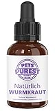 Pets Purest Natürliche Wermut-Rezeptur 50ml - 100% natürliche Alternative zu unschönen chemischen Produkten - fördert die Darmhygiene - für Hunde, Katzen, Vögel, Kaninchen & Haustiere (Vorrat 1-2 J)