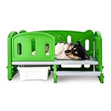 DDOXX Haustierbett Orthopädisches Katzenbett mit rundem Eingang - Dog Bed - Hundebett Katzenbett flauschig leicht zu reinigen - Hält Haare und Schmutz fern - Ideal für Haustiere - Kunststoff - Grün