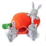 ZippyPaws Burrow Quietschendes Hundespielzeug aus Plüsch, Bunny 'n Carrot