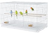 Yaheetech Vogelkäfig Stapelbarer Flugkäfig breiter käfige mit extra viel Platz für Papageien Sittiche, Weiß 76 x 45,5 x 45,5 cm