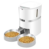 WellToBe Futterautomat für 2 Haustiere Katze, Automatischer Futterspender für Katze und Hund, Pet Feeder mit Timer, Ton-Aufnahmefunktion, bis zu 6 Mahlzeiten am Tag（Beige）