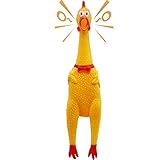 Novelty Place Extra belastbarer Quietschender Gummihuhn - Groß 40cm - Gelbes Quietschendes und Schreiendes Huhn Spielzeug für Kinder oder Erwachsene