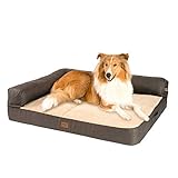 JAMAXX® Premium 2-in-1 Sofa Orthopädisch Memory Foam Matratze EXTRA BREIT - große Hunde Hundekissen Flauschig Kuschelig - Hundebett Waschbar - VISCO Polster abnehmbar, PDB3014 (L) 120x85 Sand Fleece