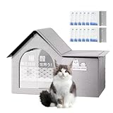 Klimagerät Katzenhaus | Belüftetes Katzenkühlhaus, 10 Kühlakkus enthalten - Wasserdichte große Hundehütte, Katzen- und Hundehütte, Klimatisierte Hundehütte für Draußen Innen
