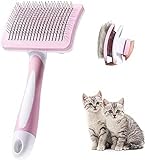 Vinabo Selbstreinigende Haustierbürste, Bürste für langes und kurzes Haar, für Hunde, Katzen, beseitigt effektiv Tomentose unter der Unterwolle und Verfilzungen, Rosa