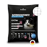 Purrics Katzennetz Drahtverstärkt - 4x3m - schwarz - Katzennetz für Balkon - Katzennetz - Katzennetz Balkon ohne Bohren - inklusive Befestigungsset mit Extras - Katzennetz Fenster - Katzengitter