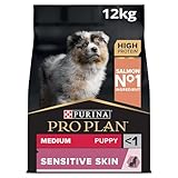 Pro Plan Medium Puppy Sensitive Skin, Welpenfutter trocken, reich an Lachs, 1er Pack (1 x 12 kg)
