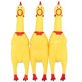 LEGEND SANDY Screaming Chicken,Yellow Rubber Squaking Chicken Toy Novelty and Durable Rubber Chicken for Kids and Dogs,Rubber Chickens Value 3 Pack