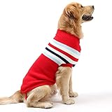 Modischer gestreifter Hundepullover, Warmer Mantel, Strickwolle, Winterpullover für kleine, mittelgroße und große Hunde (Roter Streifen, L24)